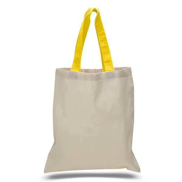 Economical Cotton Tote Bag with Colored Handles