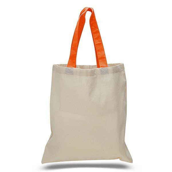 Economical Cotton Tote Bag with Colored Handles