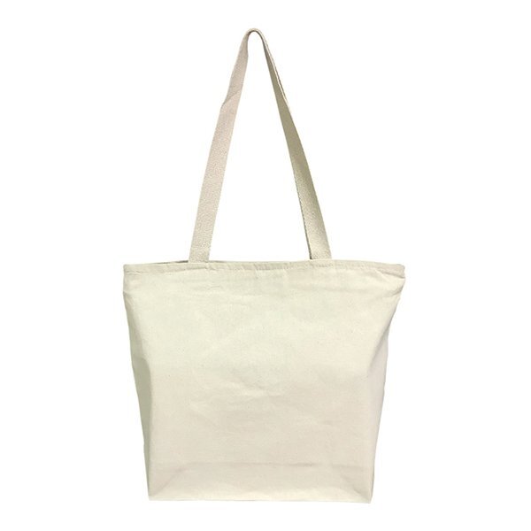 Medium Canvas Natural Zipper Tote Bag