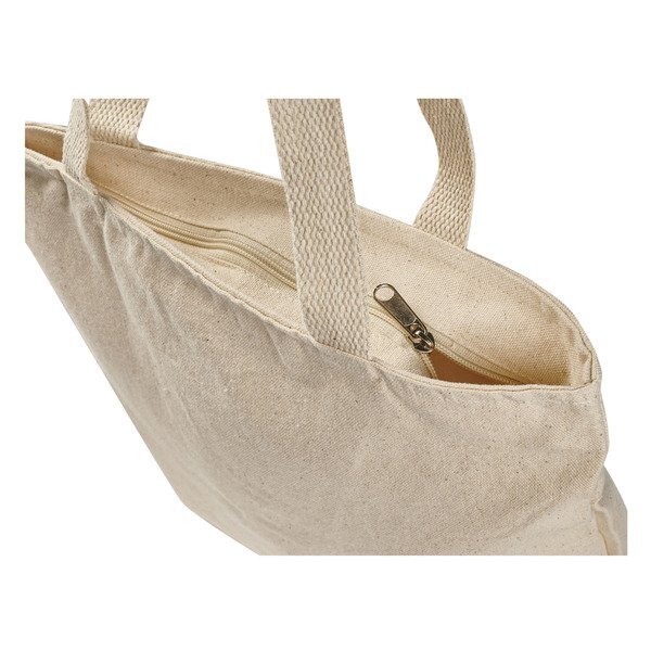 Zippered Natural Promotional Tote Bag