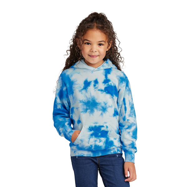 Port & Company® Cotton/Poly Crystal Tie-Dye Pullover Youth Hoodie