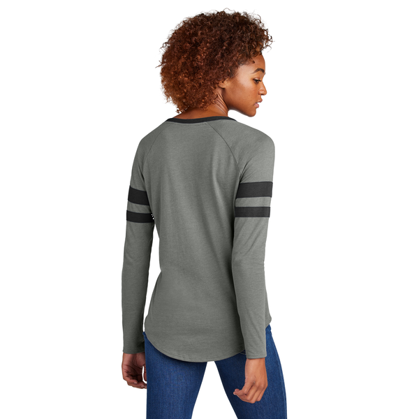 Sport-Tek® Halftime Cotton/Poly Stripe Long Sleeve V-Neck Ladies' Tee