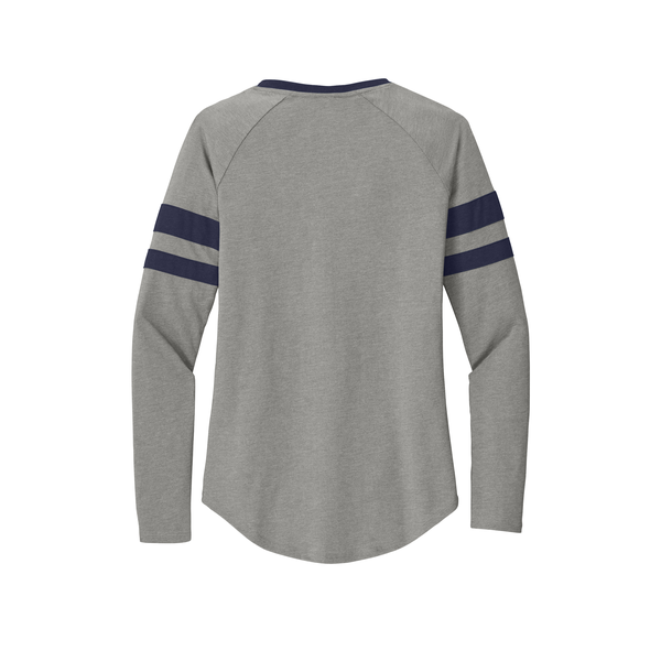 Sport-Tek® Halftime Cotton/Poly Stripe Long Sleeve V-Neck Ladies' Tee