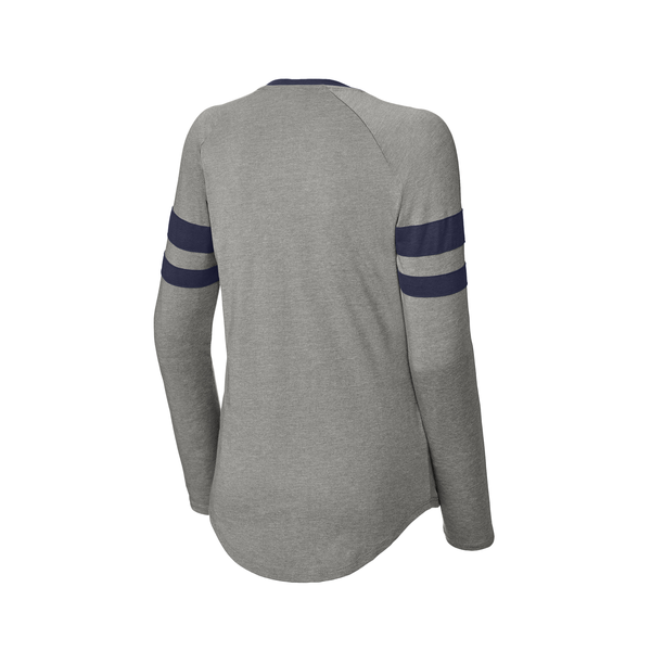 Sport-Tek® Halftime Cotton/Poly Stripe Long Sleeve V-Neck Ladies' Tee