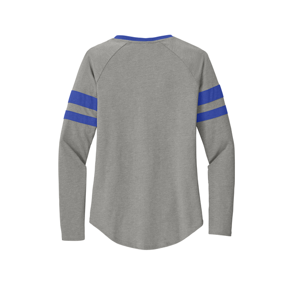 Sport-Tek® Halftime Cotton/Poly Stripe Long Sleeve V-Neck Ladies' Tee