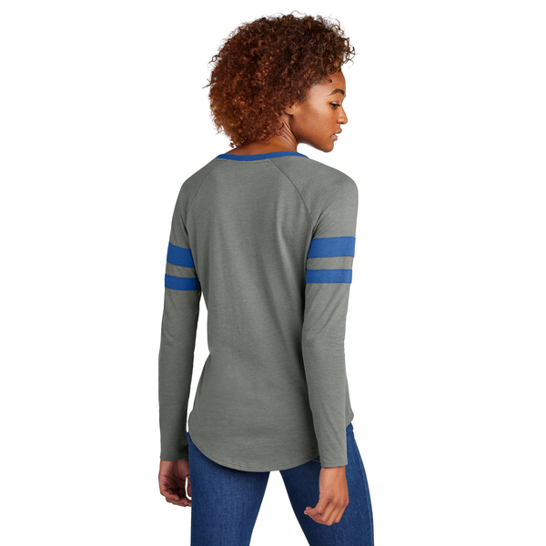 Sport-Tek® Halftime Cotton/Poly Stripe Long Sleeve V-Neck Ladies' Tee