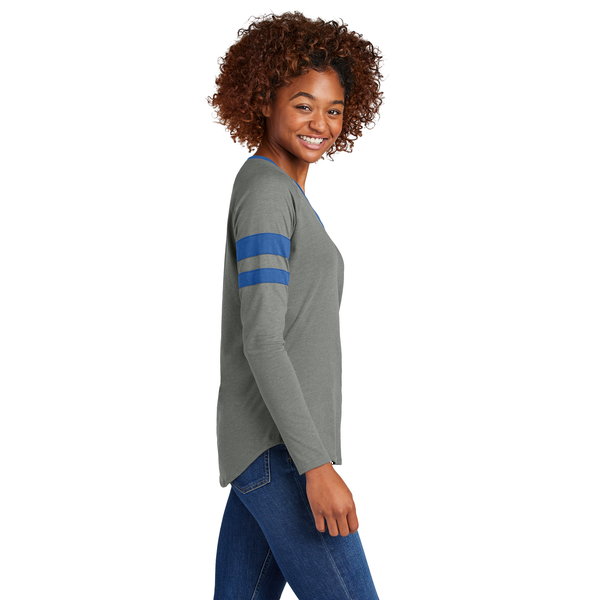 Sport-Tek® Halftime Cotton/Poly Stripe Long Sleeve V-Neck Ladies' Tee