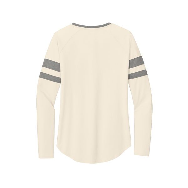 Sport-Tek® Halftime Cotton/Poly Stripe Long Sleeve V-Neck Ladies' Tee