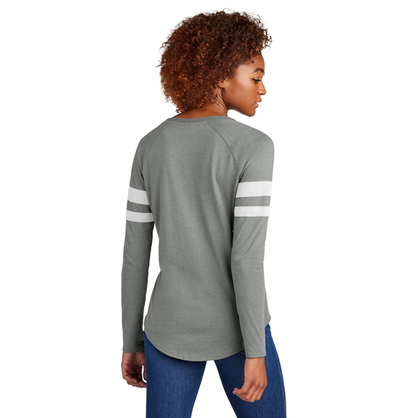 Sport-Tek® Halftime Cotton/Poly Stripe Long Sleeve V-Neck Ladies' Tee