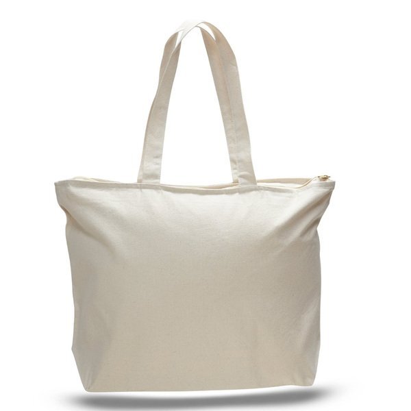 Natural Cotton Zipper Tote Bag