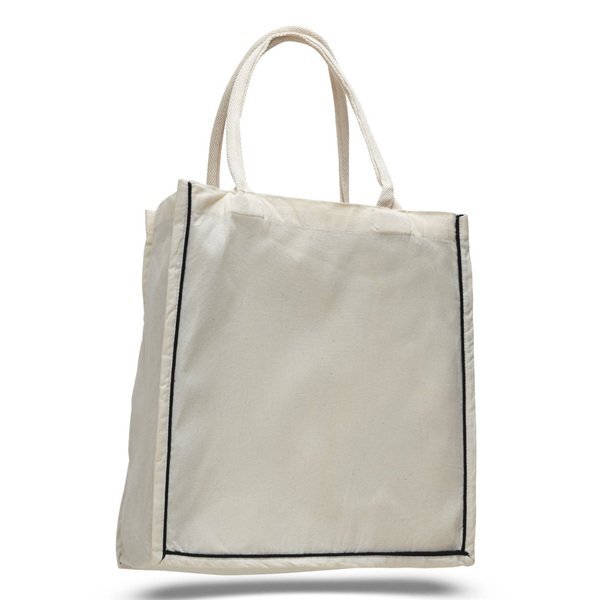 Fancy Cotton Shopper Bag with Colored Stripe