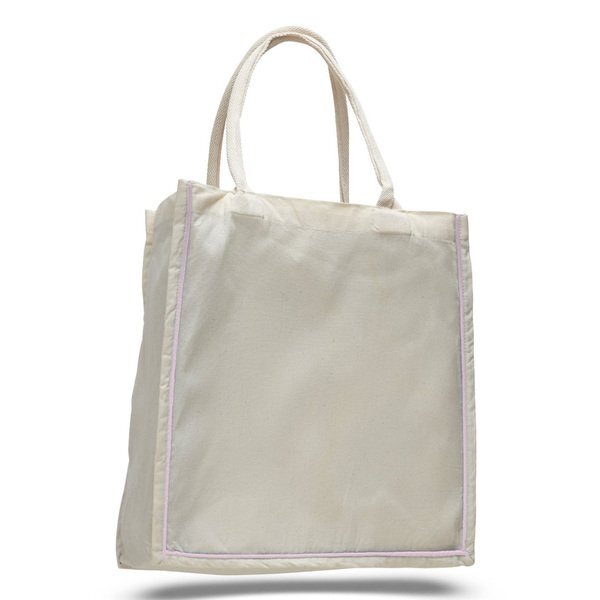 Fancy Cotton Shopper Bag with Colored Stripe