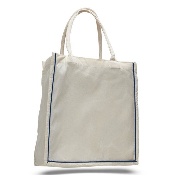 Fancy Cotton Shopper Bag with Colored Stripe