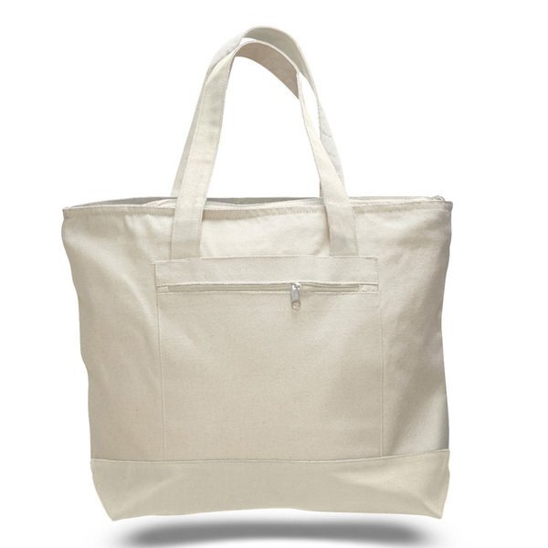 Zipper Natural Cotton Tote Bag