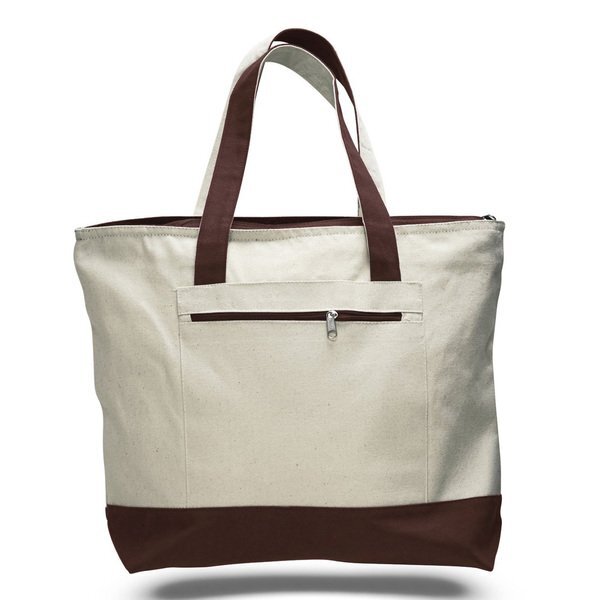 Zipper Cotton Colored Tote Bag