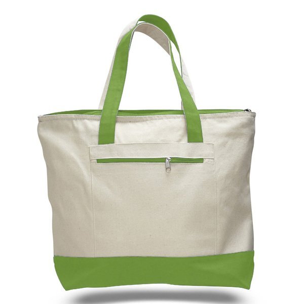 Zipper Cotton Colored Tote Bag