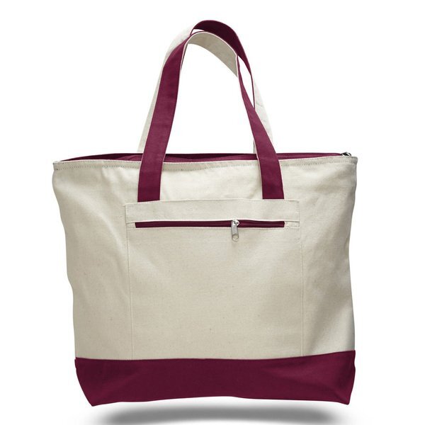 Zipper Cotton Colored Tote Bag