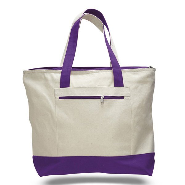 Zipper Cotton Colored Tote Bag