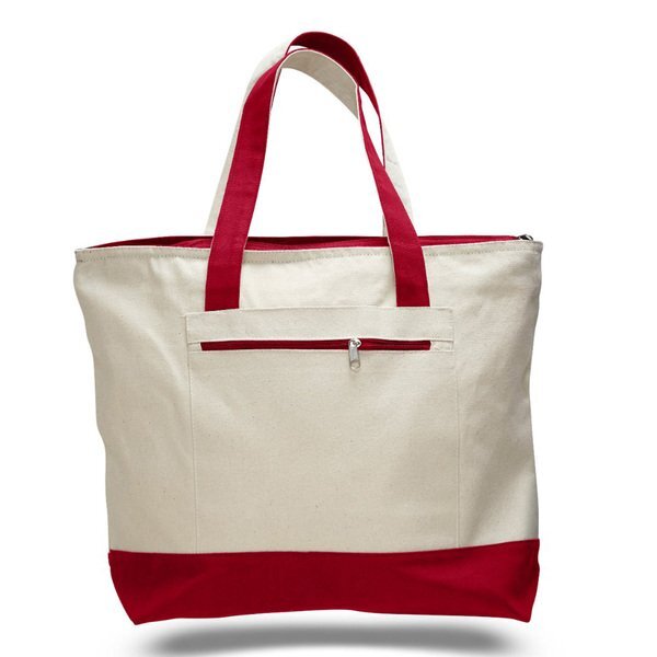 Zipper Cotton Colored Tote Bag