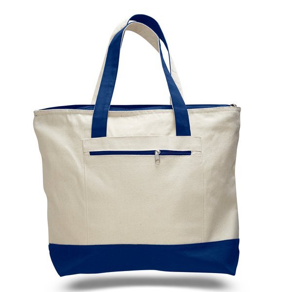 Zipper Cotton Colored Tote Bag