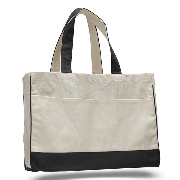 Classy Colored Tote Bag with Contrasting Handles and Trim