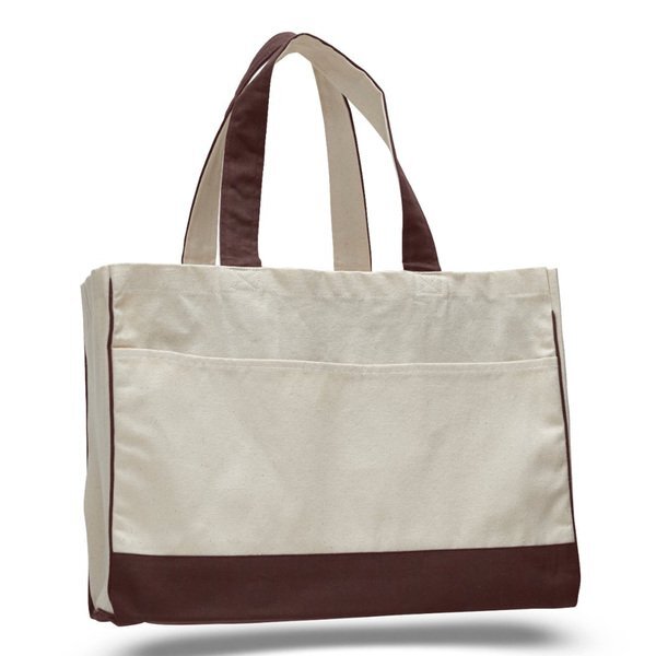 Classy Colored Tote Bag with Contrasting Handles and Trim