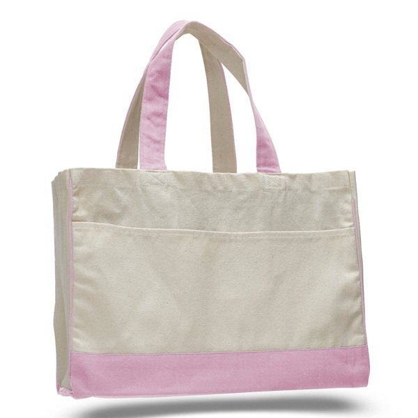 Classy Colored Tote Bag with Contrasting Handles and Trim