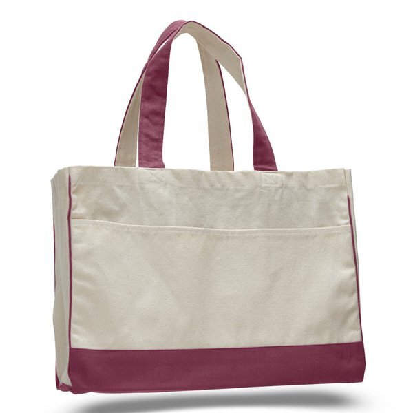 Classy Colored Tote Bag with Contrasting Handles and Trim