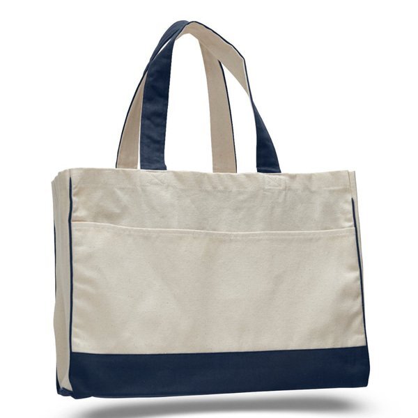 Classy Colored Tote Bag with Contrasting Handles and Trim