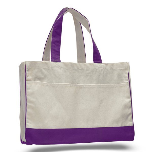 Classy Colored Tote Bag with Contrasting Handles and Trim
