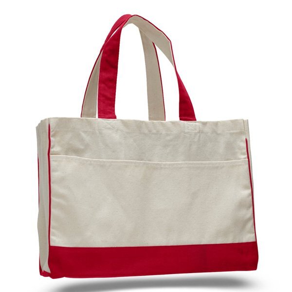Classy Colored Tote Bag with Contrasting Handles and Trim