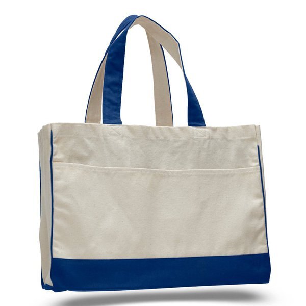 Classy Colored Tote Bag with Contrasting Handles and Trim