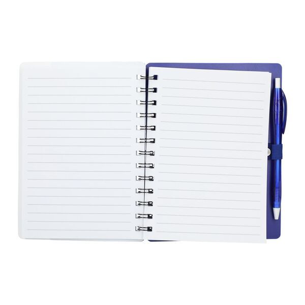 Recycled Dual Pocket Spiral Notebook w/ Pen, 5" x 7"