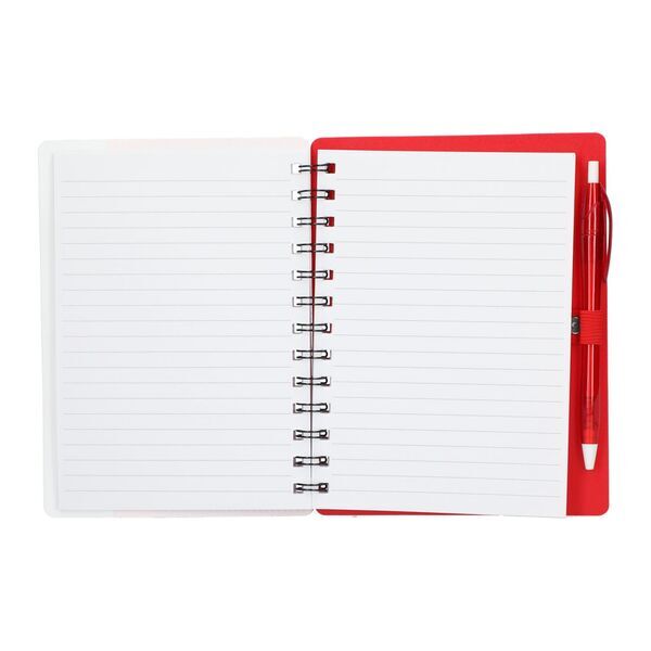 Recycled Dual Pocket Spiral Notebook w/ Pen, 5" x 7"