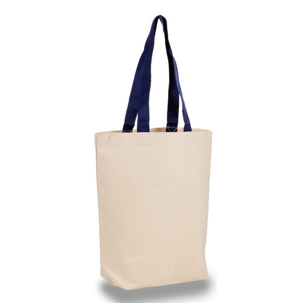 Cotton Tote Bag With Contrasting Web Handles