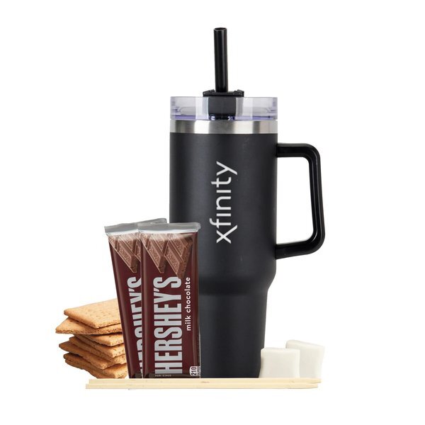Four Servings S'mores Kit & Tapered Tumbler w/ Straw Gift Set