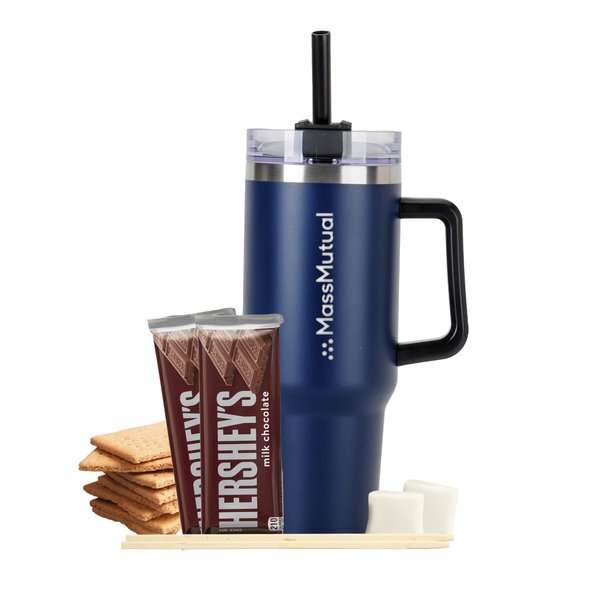 Four Servings S'mores Kit & Tapered Tumbler w/ Straw Gift Set