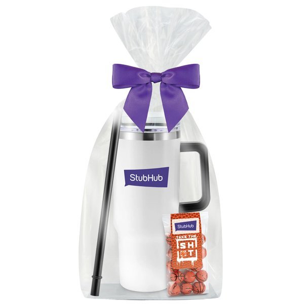Chocolate Basketballs & Tapered Tumbler w/ Straw Gift Set