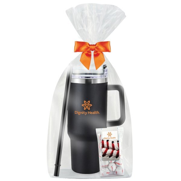 Chocolate Baseballs & Tapered Tumbler w/ Straw Gift Set