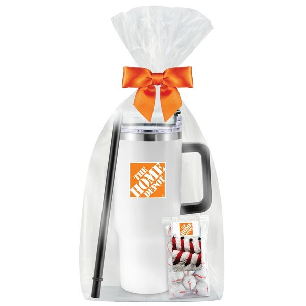 Chocolate Baseballs & Tapered Tumbler w/ Straw Gift Set