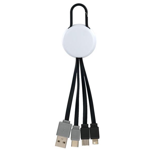 White Colorful Clip Dual Input 3 in 1 Charging Cable