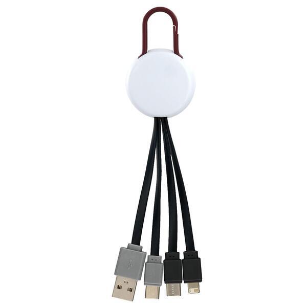 White Colorful Clip Dual Input 3 in 1 Charging Cable
