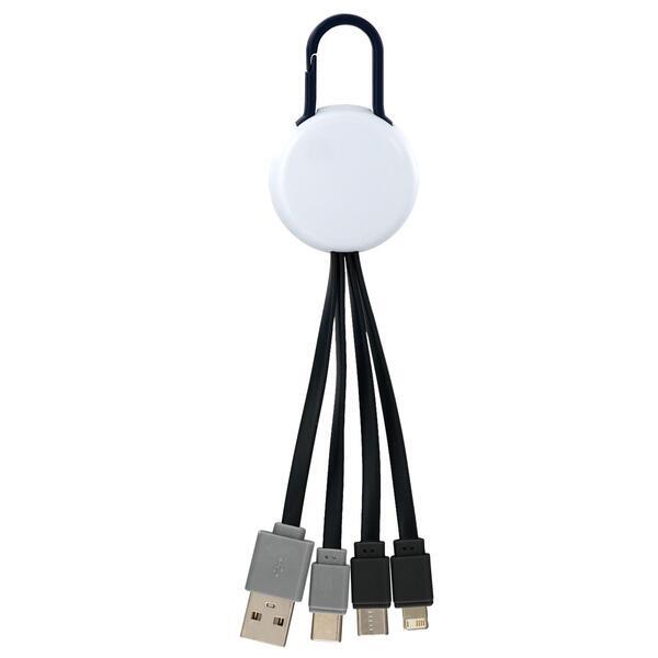 White Colorful Clip Dual Input 3 in 1 Charging Cable