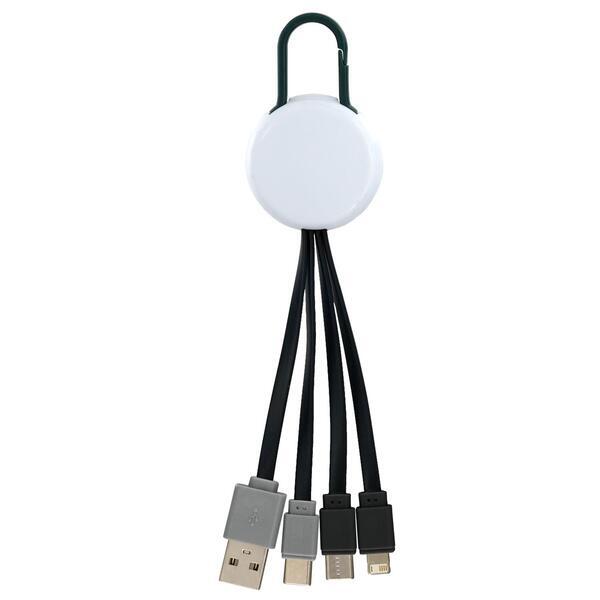 White Colorful Clip Dual Input 3 in 1 Charging Cable