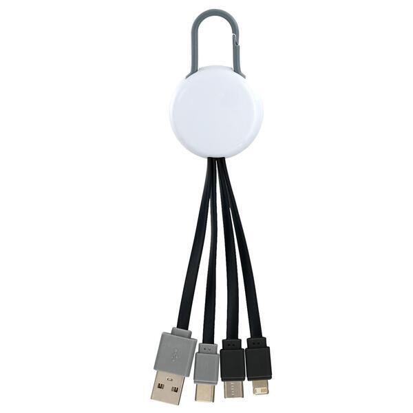 White Colorful Clip Dual Input 3 in 1 Charging Cable