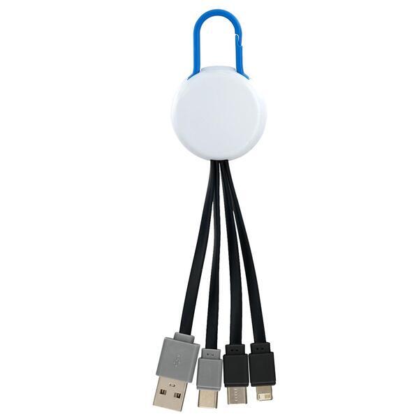 White Colorful Clip Dual Input 3 in 1 Charging Cable