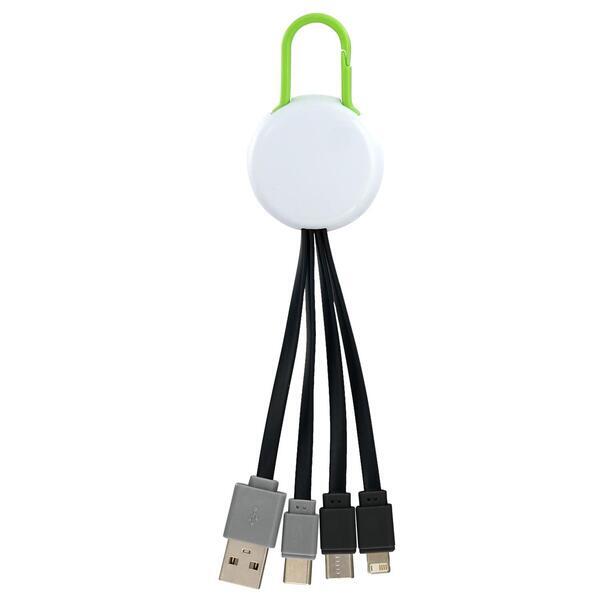 White Colorful Clip Dual Input 3 in 1 Charging Cable
