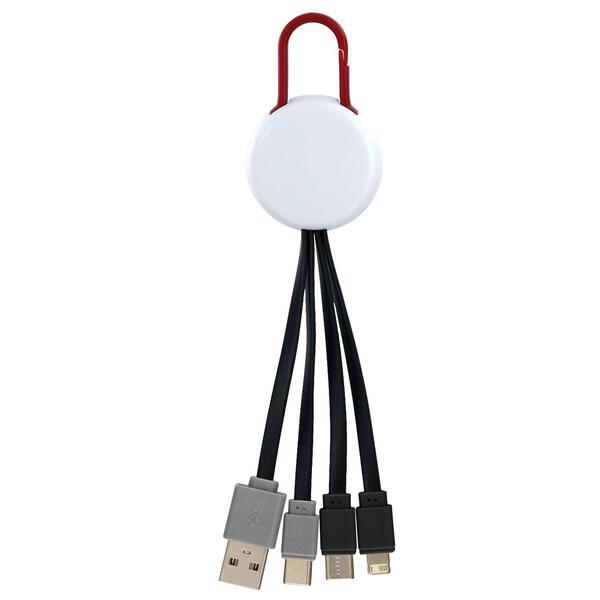 White Colorful Clip Dual Input 3 in 1 Charging Cable