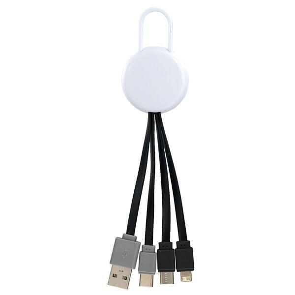 White Colorful Clip Dual Input 3 in 1 Charging Cable