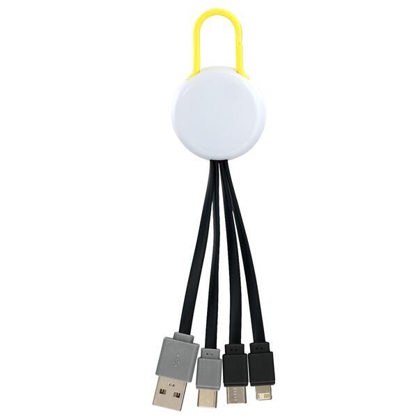 White Colorful Clip Dual Input 3 in 1 Charging Cable